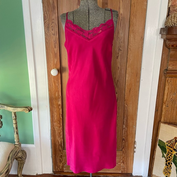 ECI New York 100% Silk Magenta Pink Lace Slip Dress - Sz 8 💚🎀 - Picture 3 of 13